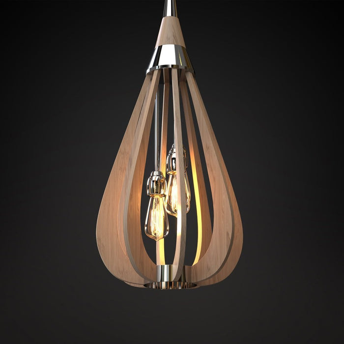 BONITO 3-Light Natural Timber Pendant Light with a tear drop shape-Pendant Light-Dropli
