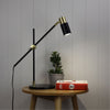 Charlie Desk Lamp Black and Satin Brass (With Globe)-TABLE AND FLOOR LAMPS-Oriel
