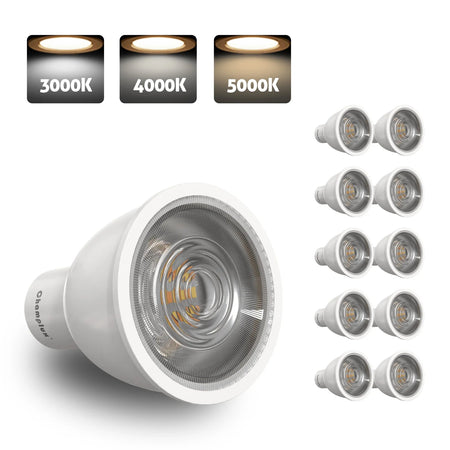 Pack of 10 - 6W = 35W LED Tri-Colour GU10 Globes-LED Bulb-CLA Lighting
