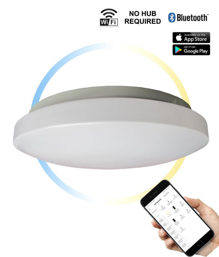 CLA SMTOYS1 LED Smart White Round Dimmable Tri-CCT Oyster Light CLA Lighting, Ceiling & Wall, cla-smtoys1-led-smart-white-round-dimmable-tri-cct-oyster-light