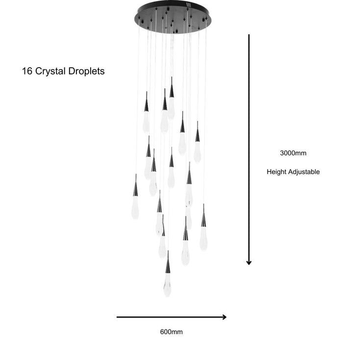 DAINTREE DEW 16-Light Drop Crystal Chandelier Pendant Light-Chandeliers-Dropli