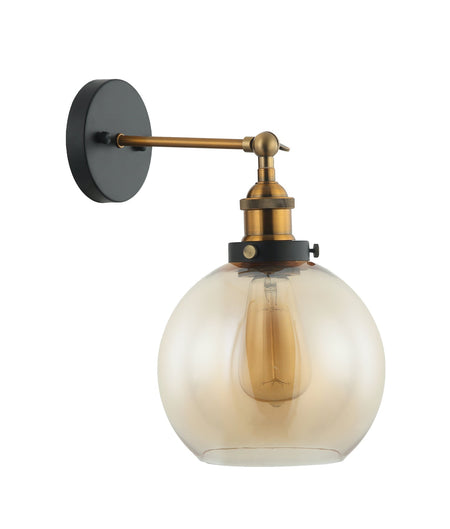 Interior Amber Wine Glass Shape With Antique Brass Highlight 1 Light Wall Light - PESINI3W-Wall Sconce-CLA Lighting