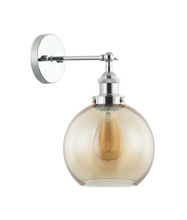 Interior Amber Wine Glass Shape With Chrome Highlight 1 Light Wall Light - PESINI6W-Wall Sconce-CLA Lighting