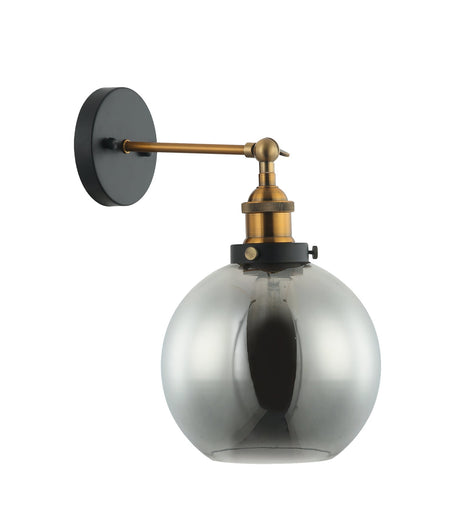 Interior Black Smoke Wine Glass Shape With Antique Brass Highlight 1 Light Wall Light - PESINI2W-Wall Sconce-CLA Lighting