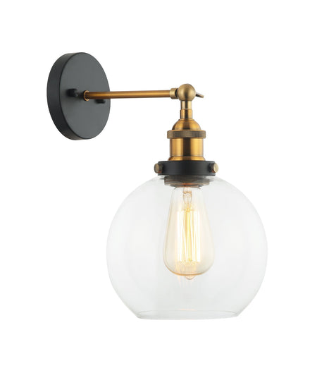 Interior Clear Wine Glass Shape With Antique Brass Highlight 1 Light Wall Light - PESINI1W-Wall Sconce-CLA Lighting