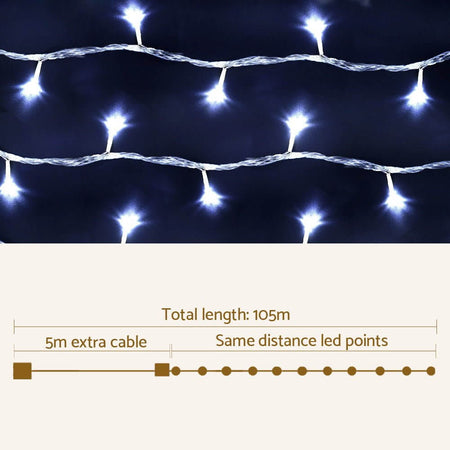 100M 500 White LED Christmas String Lights Outdoor Plug in Kit Dropli, Occasions > Christmas, jingle-jollys-100m-christmas-string-lights-500led-party-wedding-outdoor-garden