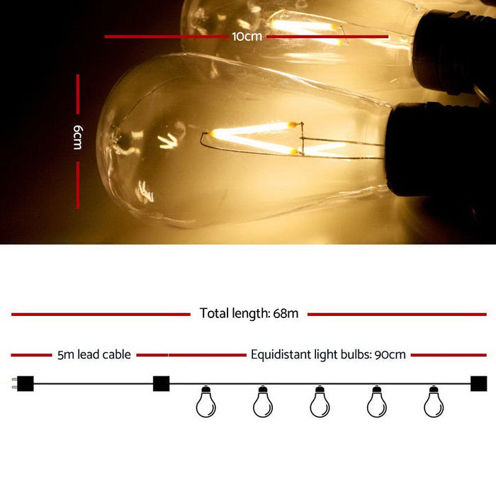 68m 70 LED Festoon String Lighting Kit-Occasions > Lights-Dropli