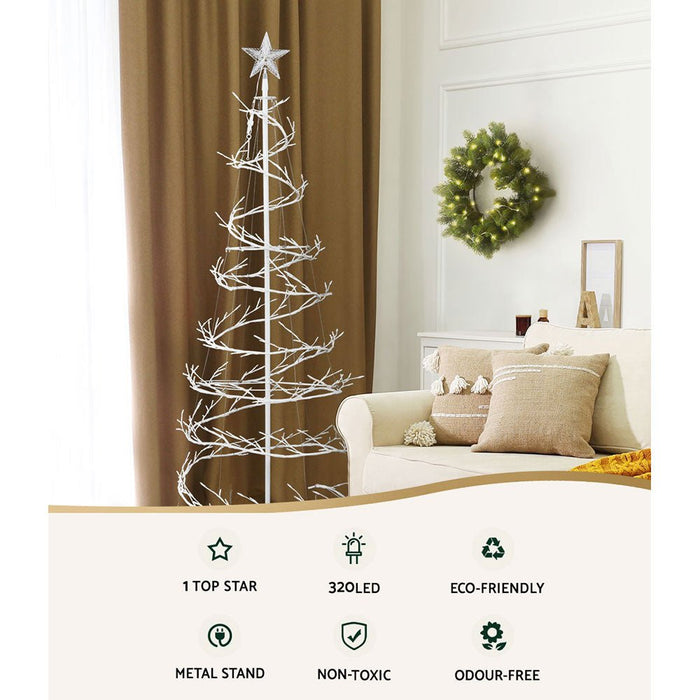 Christmas Tree 1.8M 320 LED Xmas Cold White Lights Optic Fibre-Occasions > Christmas-Dropli