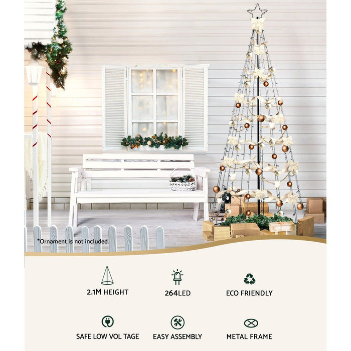 Christmas Tree 2.1M 264 LED Xmas Trees Solar Power Warm White-Occasions > Christmas-Dropli