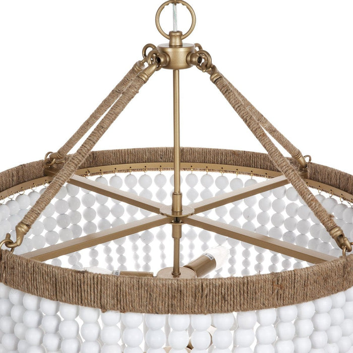Malabar Beaded Pendant - Large Natural/White-Chandeliers-Cafe Lighting and Living