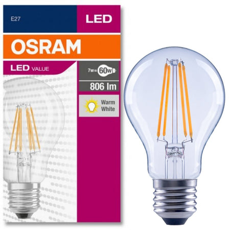 Osram 7.5W E27 (Screw Base) Filament Style LED Bulb in Warm White - Pack of 5-LED Globes-Osram