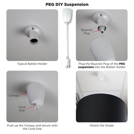 Peg DIY Suspension 1000mm White - OL2010/100WH-DIY Pendants & Cords-Oriel Lighting
