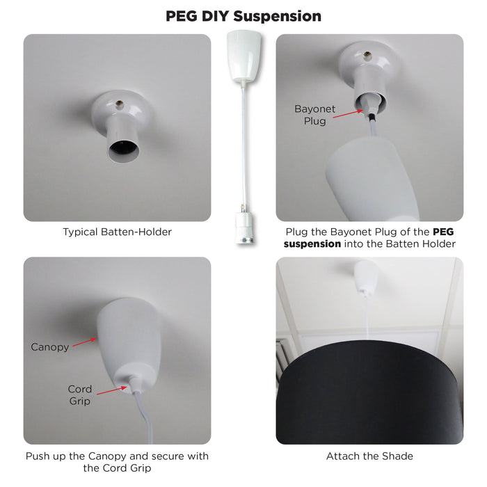 Peg DIY Suspension 300mm Brushed Chrome - OL2010/30BC-DIY Pendants & Cords-Oriel Lighting