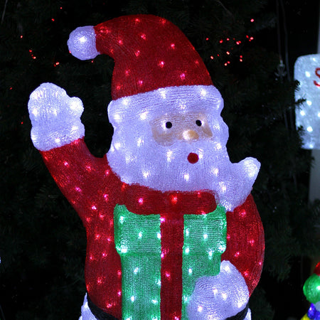 Acrylic Large Standing Santa with Gift Box - H118cm-Christmas Figure-Lexi Lighting
