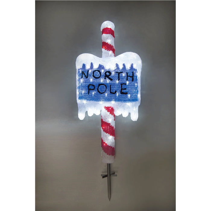 Acrylic North Pole Sign w/ Metal Floor Sticker - H100cm-Christmas Figure-Lexi Lighting
