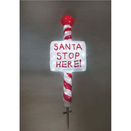 Acrylic Santa Stop Here Sign w/ Metal Floor Sticker - H100cm-Christmas Figure-Lexi Lighting