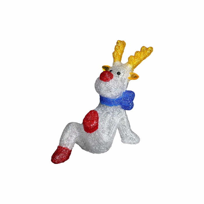 Acrylic Sitting Red Nose Reindeer - H27cm-Christmas Figure-Lexi Lighting