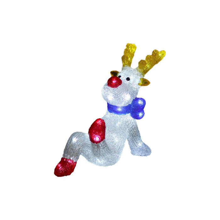 Acrylic Sitting Red Nose Reindeer - H27cm-Christmas Figure-Lexi Lighting