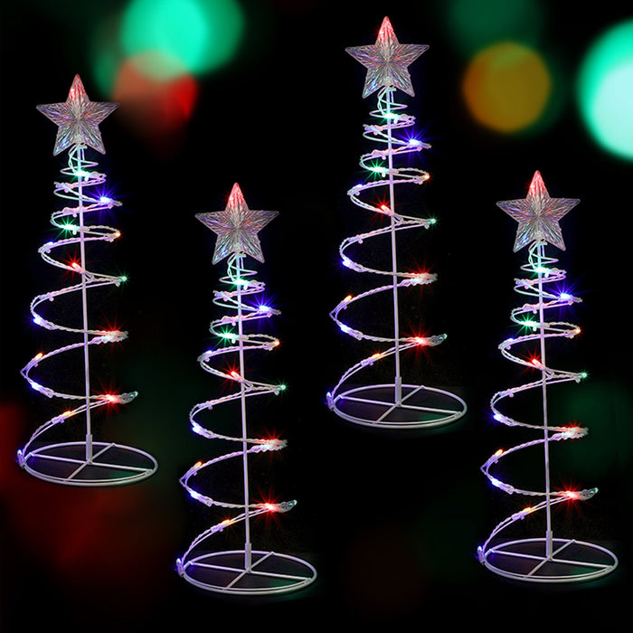 Dual Power Set of 4 Spiral Trees Path Light-Christmas Path Light-Lexi Lighting