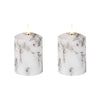 Set of 2 LED Marble Effect Wax Pillar Candles - 3 Size Options-Christmas Table Decoration&Candle-Lexi Lighting