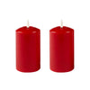 Set of 2 LED Red Wax Pillar Candles - 3 Size Options-Christmas Table Decoration&Candle-Lexi Lighting