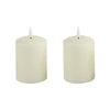 Set of 2 LED Ivory Wax Pillar Candles - 3 Size options-Christmas Table Decoration&Candle-Lexi Lighting