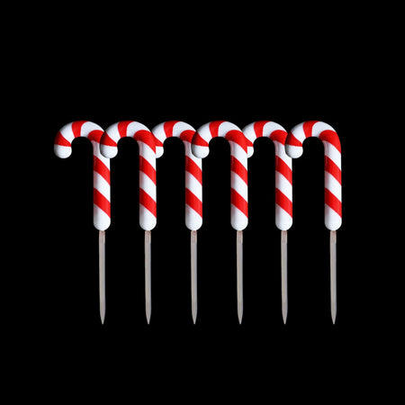 Dual Power Set of 6 LED Candy Cane Stakes-Christmas Path Light-Lexi Lighting