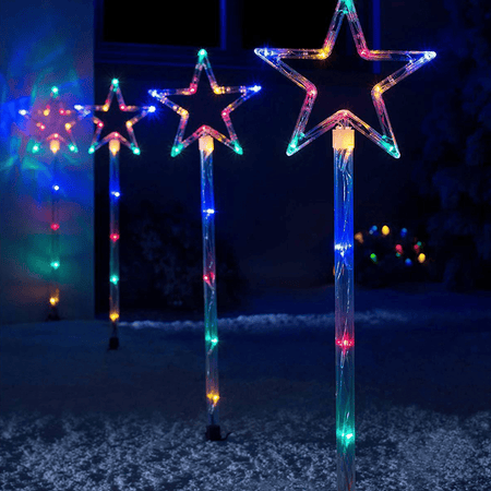 Solar Power Set of 4 LED Star Path Light-Christmas Path Light-Lexi Lighting