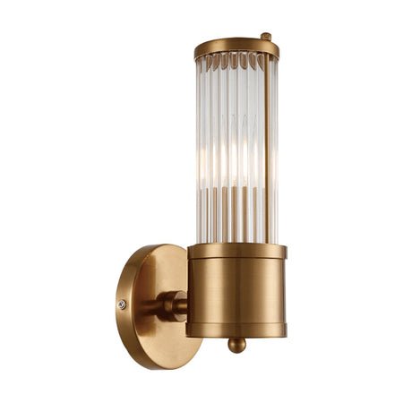 Räfflad Ribbed Glass with Antique Brass Finish Wall Light-Wall Light-Qzao