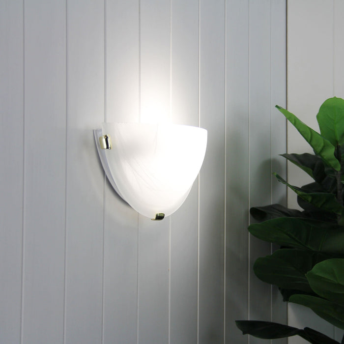 Remo Alabaster glass 1 Light Wall Light 300mm Gold-Wall Sconce-Oriel Lighting