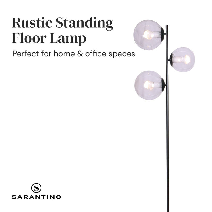 Sarantino 3-Light Black Metal Floor Lamp-Home & Garden > Lighting-Koala Lamps and Lighting
