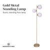 Sarantino 3-Light Gold Metal Floor Lamp with Glass Shades-Home & Garden > Lighting-Koala Lamps and Lighting