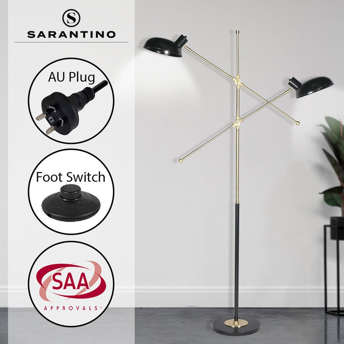 Sarantino Adjustable Two Light Lamp Black and Gold Finish-Home & Garden > Lighting-Koala Lamps and Lighting