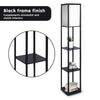 Sarantino Etagere Floor Lamp Shelves in Black Frame Fabric Shade-Home & Garden > Lighting-Koala Lamps and Lighting