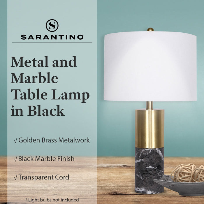 Sarantino Metal and Marble Table Lamp in Black-Home & Garden > Lighting-Koala Lamps and Lighting