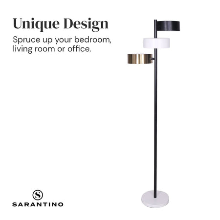 Sarantino Metal Floor Lamp with 3 Swirl Shades-Home & Garden > Lighting-Koala Lamps and Lighting