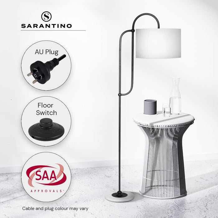 Sarantino Metal Floor Lamp with Marble Base & Off-White Shade-Home & Garden > Lighting-Koala Lamps and Lighting