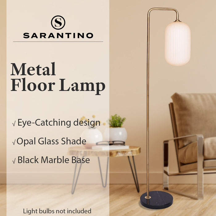 Sarantino Metal Floor Lamp With Opal Glass Shade-Home & Garden > Lighting-Koala Lamps and Lighting
