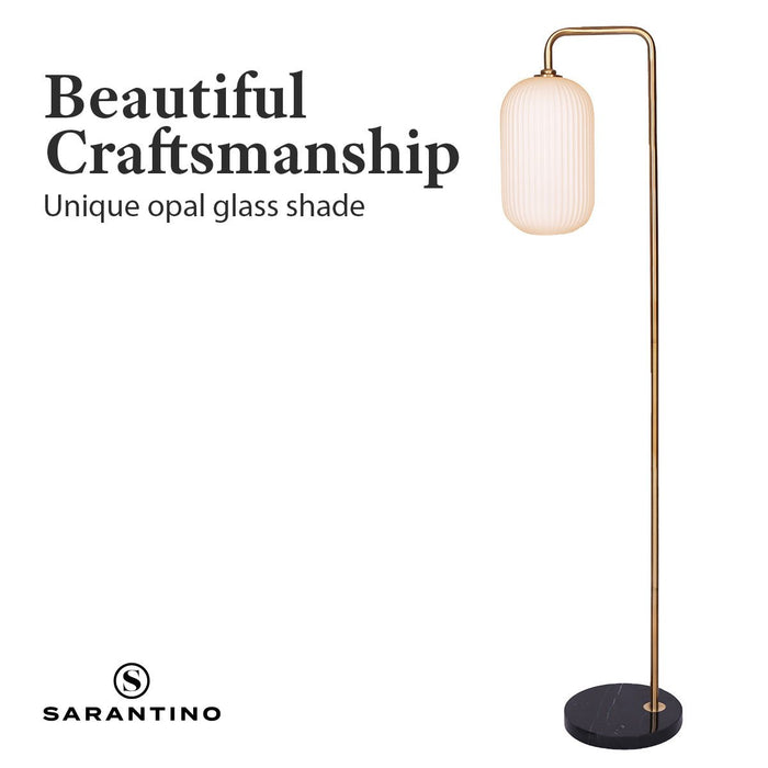 Sarantino Metal Floor Lamp With Opal Glass Shade-Home & Garden > Lighting-Koala Lamps and Lighting