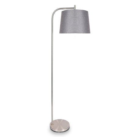 Sarantino Metal Task Floor Lamp Nickel Finish with Grey Fabric Shade-Home & Garden > Lighting-Koala Lamps and Lighting