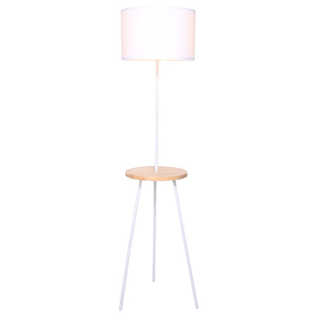 Sarantino Metal Tripod Floor Lamp Shade with Wooden Table Shelf-Home & Garden > Lighting-Koala Lamps and Lighting