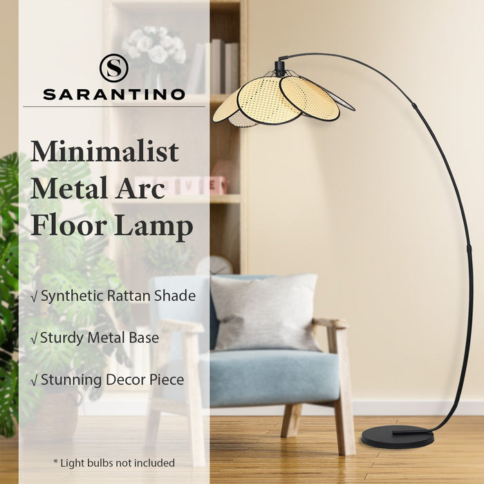 Sarantino Minimalist Synthetic Rattan Floor Lamp-Home & Garden > Lighting-Koala Lamps and Lighting