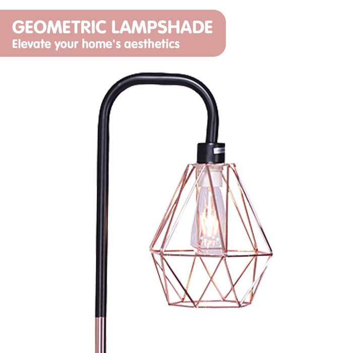 Sarantino Rose Gold Floor Lamp with Geometric Shade-Home & Garden > Lighting-Koala Lamps and Lighting