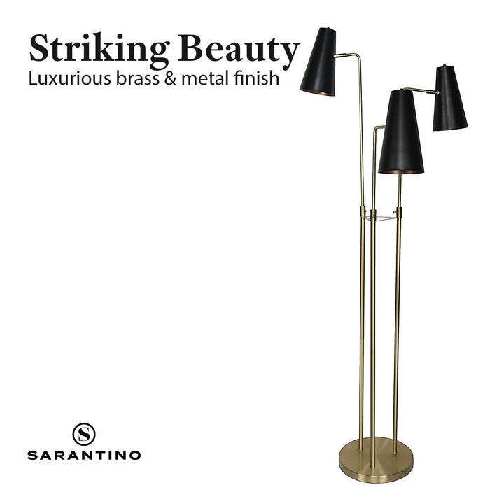 Sarantino Three Metal Shade Floor Lamp-Home & Garden > Lighting-Koala Lamps and Lighting