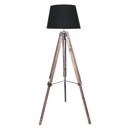 Sarantino Timber Tripod Floor Lamp Adjustable Height Taper Fabric-Home & Garden > Lighting-Koala Lamps and Lighting