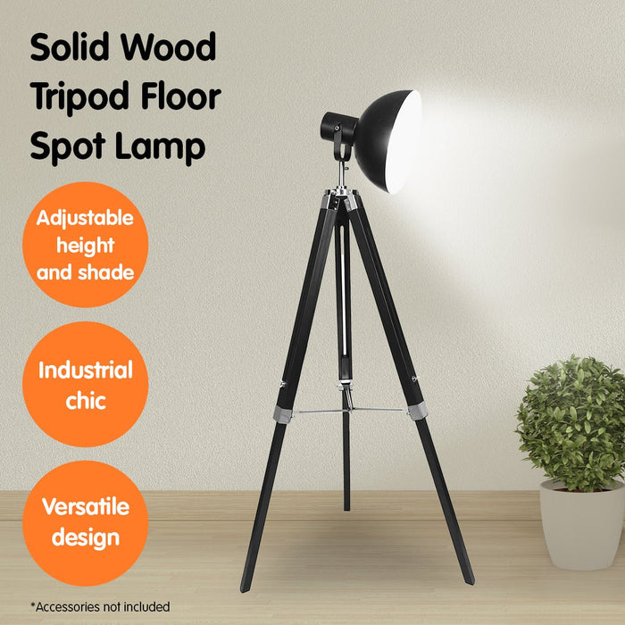 Sarantino Tripod Floor Spot Lamp Reading Adjustable Height Metal Black-Home & Garden > Lighting-Koala Lamps and Lighting