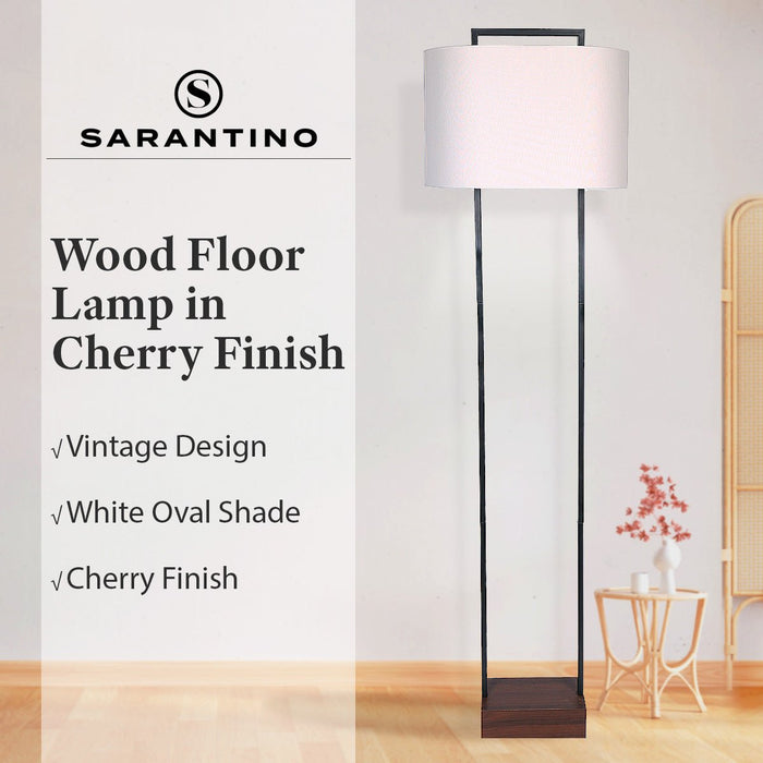 Sarantino Wood Floor Lamp in Cherry Finish-Home & Garden > Lighting-Koala Lamps and Lighting