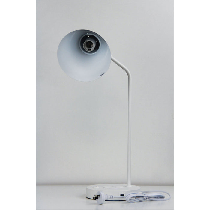 Targa Desk Lamp White With USB+-TABLE AND FLOOR LAMPS-Oriel
