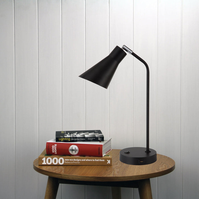 Thor Desk Lamp With USB Black-TABLE AND FLOOR LAMPS-Oriel