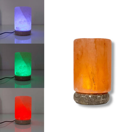 USB Colour Changing Cylinder Shape Himalayan Pink Salt Lamp Color Change LED-Himalayan products-The Himalayan Salt Collective